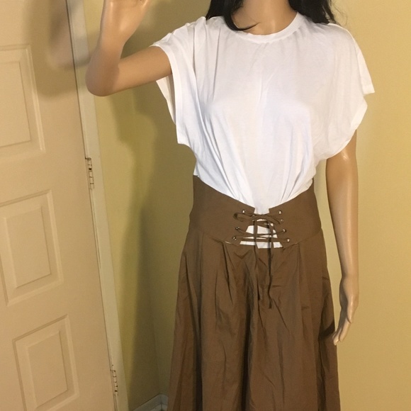 NWT Who What Wear white/otter dress w/corset belt - Picture 4 of 4